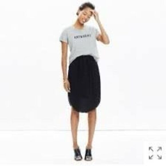 Madewell Womens‎ Black 100% Silk Island Midi Pencil Skirt Black Pockets XS - Picture 3 of 10